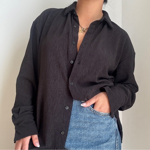 Dynamite Tops - Dynamite Black Textured Button-Up Shirt